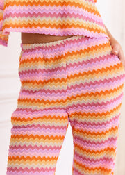 Pantalon maille chevron lilas