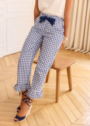 Pantalon vichy bleu volanté