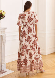 Robe fleurie chocolat fluide