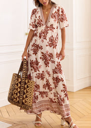 Robe fleurie chocolat fluide