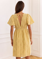 Robe vichy fleurie jaune