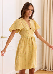 Robe vichy fleurie jaune