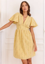 Robe vichy fleurie jaune