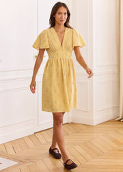 Robe vichy fleurie jaune