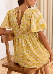 Robe vichy fleurie jaune