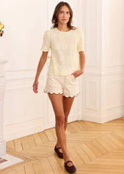 Blouse jaune ouverture goutte dos