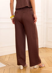 Pantalon chocolat taille haute