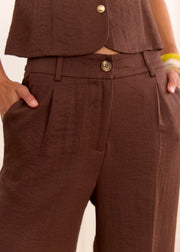 Pantalon chocolat taille haute