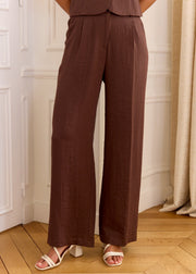 Pantalon chocolat taille haute