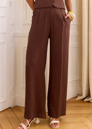 Pantalon chocolat taille haute