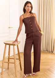 Pantalon chocolat taille haute