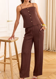 Pantalon chocolat taille haute