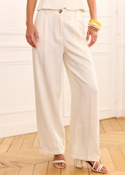 Pantalon ivoire taille haute