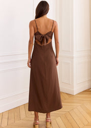Robe longue chocolat épurée