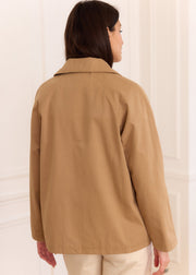 Veste beige coton doublure Liberty — vue portée de dos