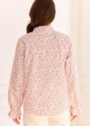 Blouse beige fleurie rose