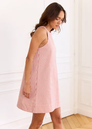 Robe rayée rouge nœud épaule