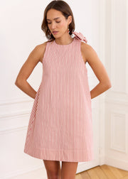 Robe rayée rouge nœud épaule