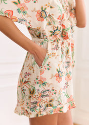 Combishort fleuri orange vert