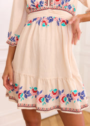 Robe ivoire fleurie dos ouvert