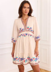 Robe ivoire fleurie dos ouvert