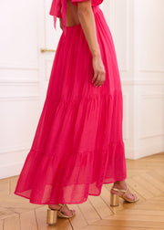 Robe fuchsia cache-cœur dos ouvert