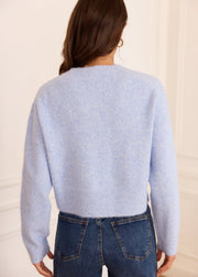 Gilet bleu ciel en laine — vue de dos