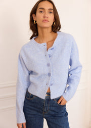 Gilet bleu ciel en laine — vue de face