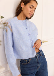 Gilet bleu ciel en laine — vue de trois-quarts