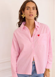 Chemise rayée rose et blanche