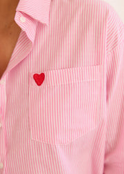 Chemise rayée rose et blanche