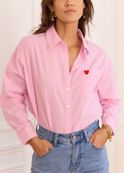 Chemise rayée rose et blanche