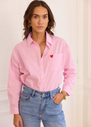 Chemise rayée rose et blanche