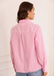 Chemise rayée rose à volants