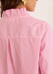 Chemise rayée rose à volants