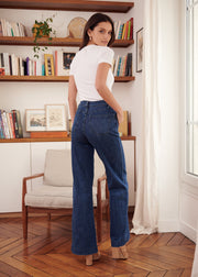Jean coupe droite large taille haute