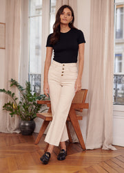 Jean droit taille haute brut
