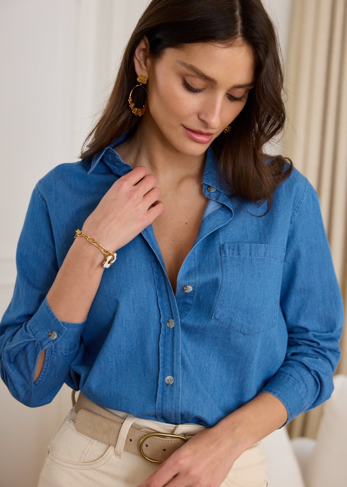 Chemise effet denim