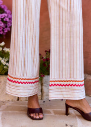 Pantalon ocre brodé galons