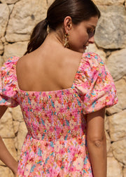 Robe fleurie col bardot
