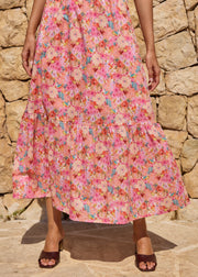 Robe fleurie col bardot