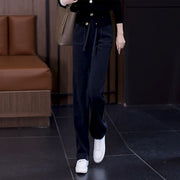 Pantalon doublé polaire Rosalie noir, vue portée de face