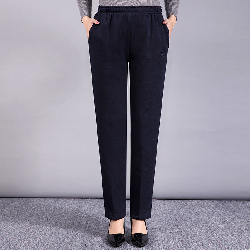 Pantalon Héloïse grande taille bleu foncé, vue portée de face