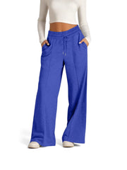 Pantalon de jogging à jambe large Apolline bleu, vue portée de face
