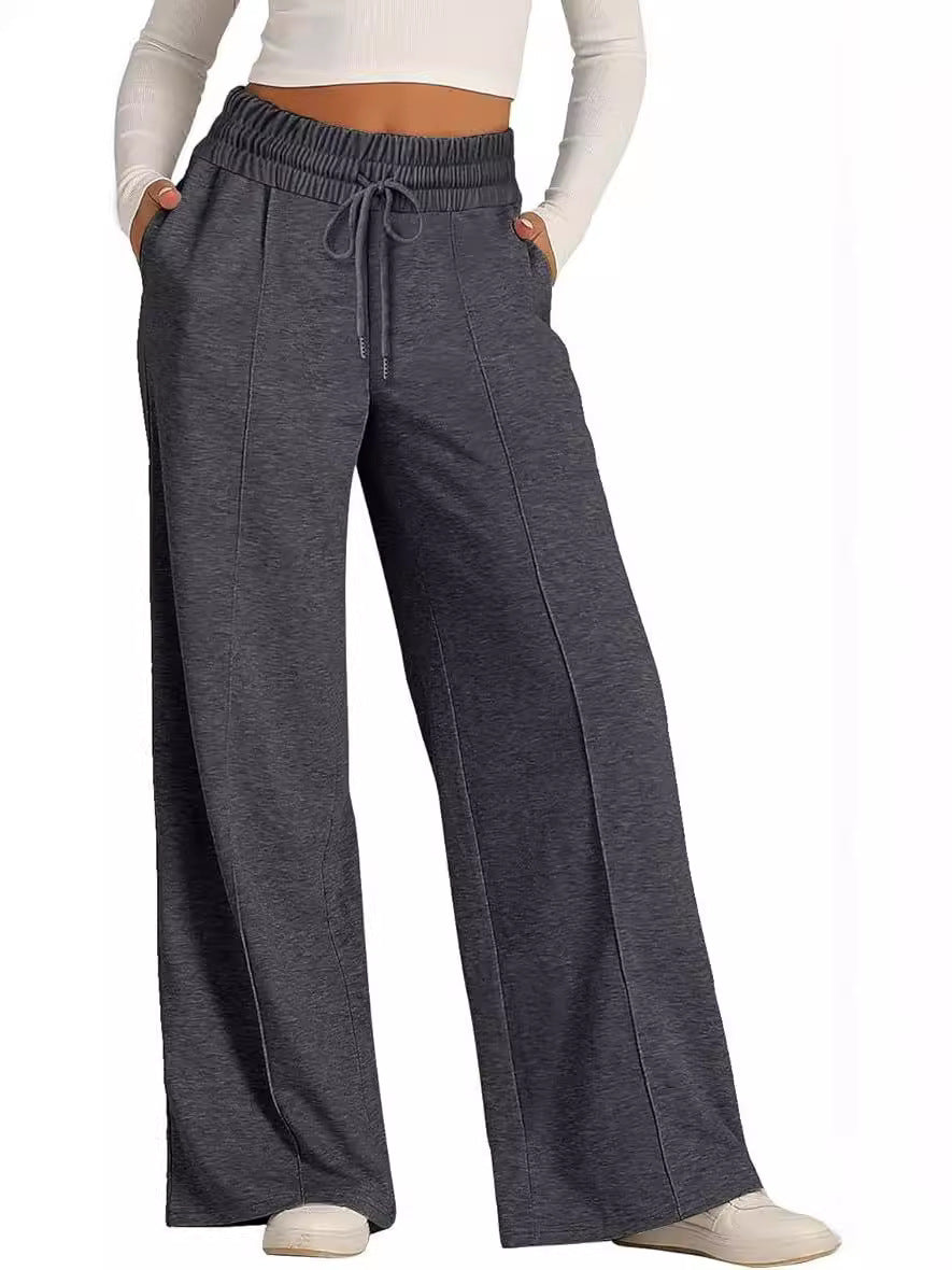 Pantalon de jogging à jambe large Apolline gris foncé, vue portée de face