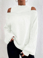 Pull col roulé Romane blanc — vue portée de face