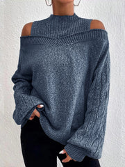 Pull col roulé Romane bleu gris — vue portée de face