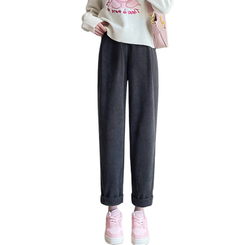 Pantalon de jogging doublé polaire Roxane gris foncé, vue portée de face