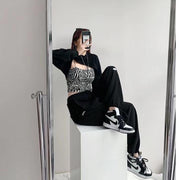 Pantalon de jogging taille haute Delphine noir, vue portée assise