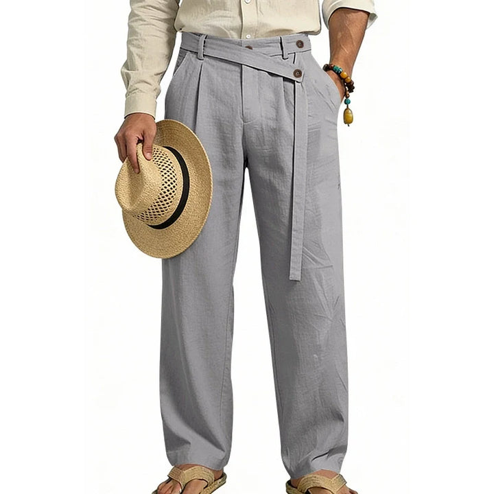 Pantalon coupe ample gris foncé, vue portée de face